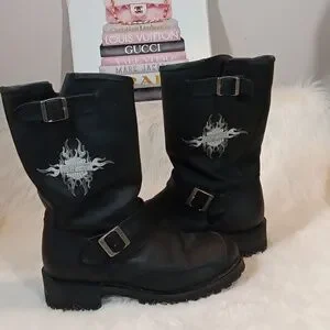 Vintage Harley Davidson Logger Conductor Embroidered Biker Boots Men Sz 13 Harley-Davidson D Boots for Men | eBay main image 3